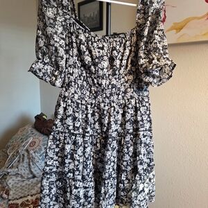 Altar'd State Black and White Floral Mini Dress